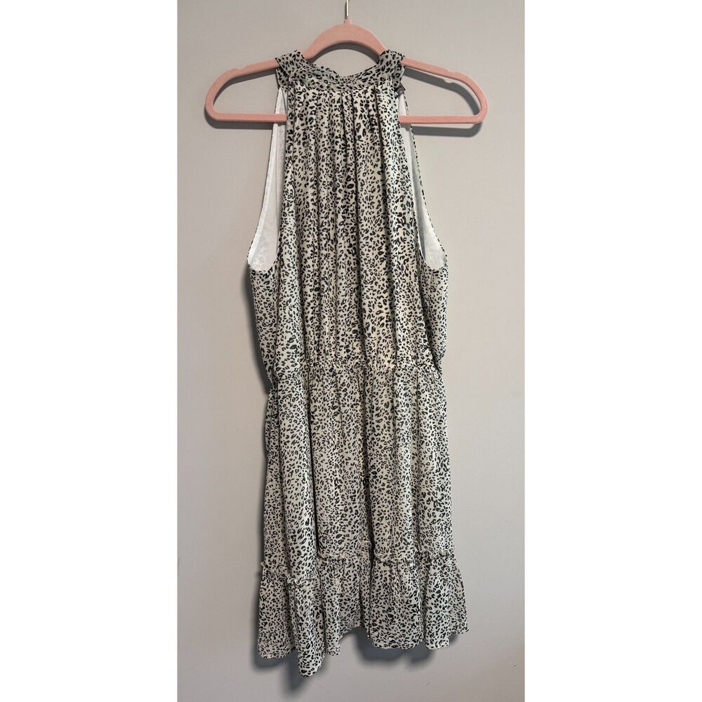 BTFBM XL Halter Neck Animal Print Dress Sleeveless Ruffle Hem Midi Boho Chic